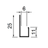 L профиль: PDP-100 (L-6(3)) под панели: 6 | 6,5 х 25 х 11 х 3000 мм