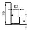 L профиль:  PDP-100 (L-6) под панели: 6 мм., 18 х 6 х 3000 мм.