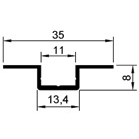 Омега профиль: Омега-35 PDP (Омега-35) под панели: 6, 8, 10, 12 мм., 35 х 8 х 13,4 х 3000 мм.